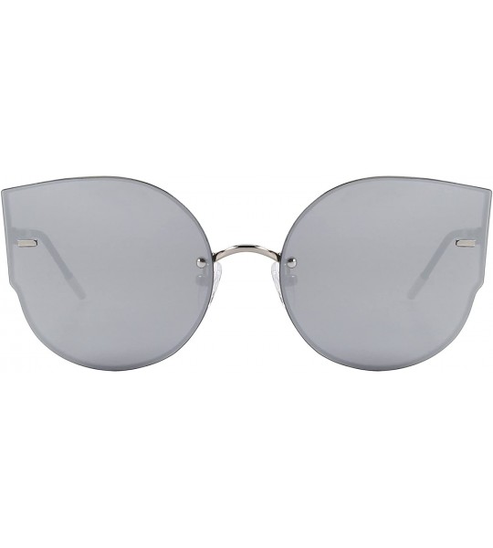 Cat Eye Women Classic Cat Eye Sunglasses Rimless Metal Frame Sun Glasses S8099 - Silver - CL186D2OH67 $24.97