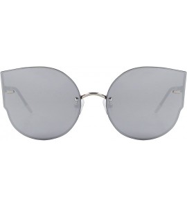 Cat Eye Women Classic Cat Eye Sunglasses Rimless Metal Frame Sun Glasses S8099 - Silver - CL186D2OH67 $24.97