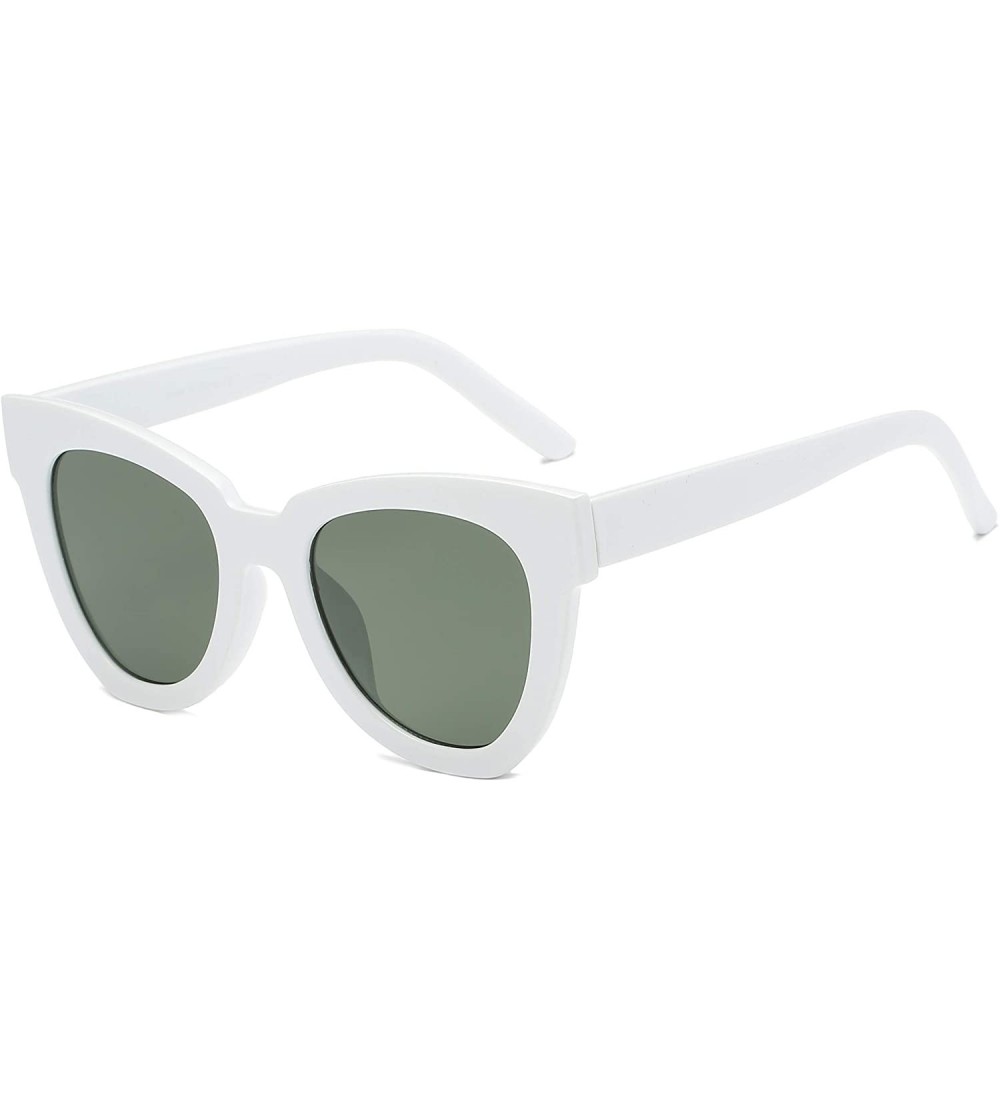 Oversized Women Fashion Oversized Cat Eye Designer Sunglasses - White - CL18I56NUOG $19.59