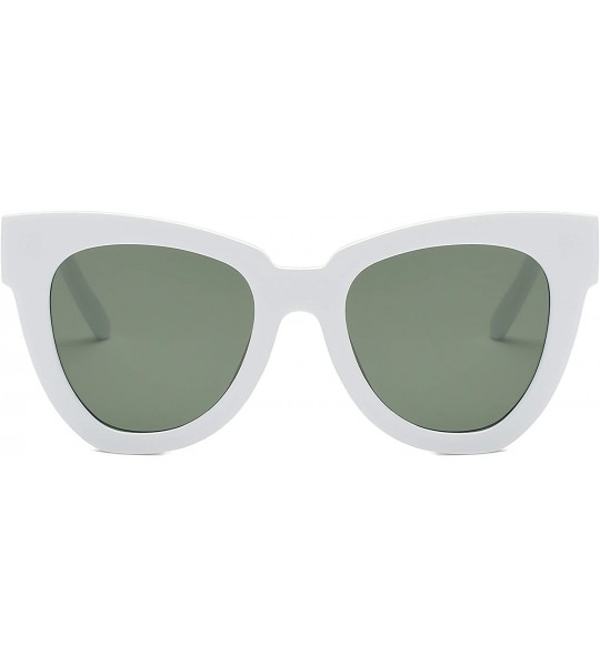 Oversized Women Fashion Oversized Cat Eye Designer Sunglasses - White - CL18I56NUOG $19.59