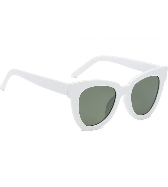 Oversized Women Fashion Oversized Cat Eye Designer Sunglasses - White - CL18I56NUOG $19.59