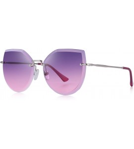 Cat Eye Rimless Cat Eye Sunglasses for Women Gradient Lens S6355 - Purple - CG18CHTX33O $22.91