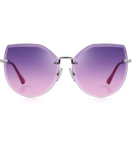 Cat Eye Rimless Cat Eye Sunglasses for Women Gradient Lens S6355 - Purple - CG18CHTX33O $22.91