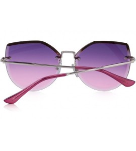 Cat Eye Rimless Cat Eye Sunglasses for Women Gradient Lens S6355 - Purple - CG18CHTX33O $22.91