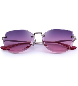 Cat Eye Rimless Cat Eye Sunglasses for Women Gradient Lens S6355 - Purple - CG18CHTX33O $22.91