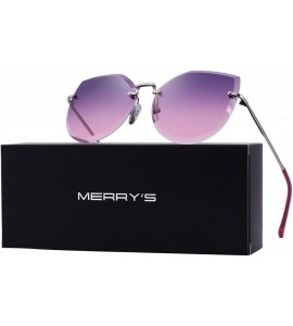 Cat Eye Rimless Cat Eye Sunglasses for Women Gradient Lens S6355 - Purple - CG18CHTX33O $22.91