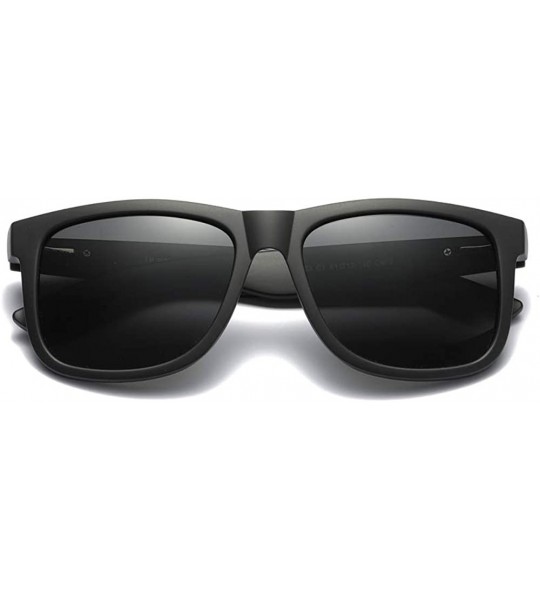 Rectangular Men's Wide Fit Polarized Sunglass (M0102) - Matte Black - C5193A9U9RD $42.15