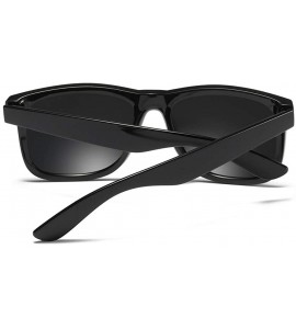 Rectangular Men's Wide Fit Polarized Sunglass (M0102) - Matte Black - C5193A9U9RD $42.15