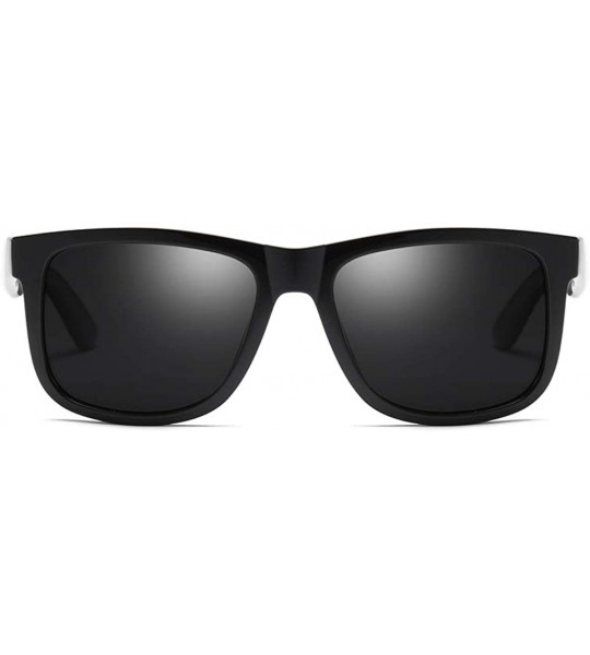 Rectangular Men's Wide Fit Polarized Sunglass (M0102) - Matte Black - C5193A9U9RD $42.15