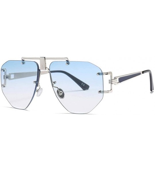 Oversized Oversized Rimless Sunglasses For Women Irregular Alloy Unique Frames Shades UV400 - C4 - C119009KAX2 $23.73