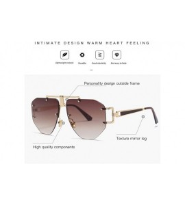 Oversized Oversized Rimless Sunglasses For Women Irregular Alloy Unique Frames Shades UV400 - C4 - C119009KAX2 $23.73