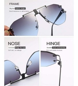 Oversized Oversized Rimless Sunglasses For Women Irregular Alloy Unique Frames Shades UV400 - C4 - C119009KAX2 $23.73