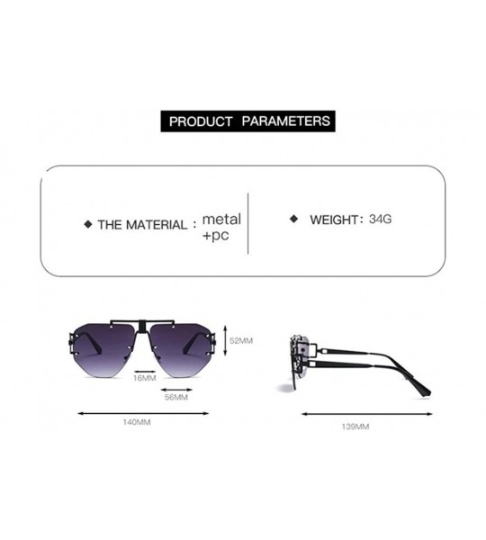 Oversized Oversized Rimless Sunglasses For Women Irregular Alloy Unique Frames Shades UV400 - C4 - C119009KAX2 $23.73