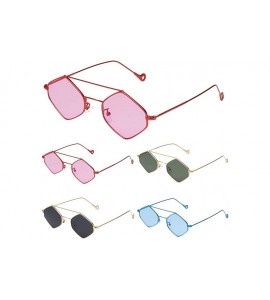 Square Sunglasses for Women - Mirrored Polarized Flat Lenses Fashion Metal Frame Sunglasses UV400 - Blue - CK18OONGMWX $17.80