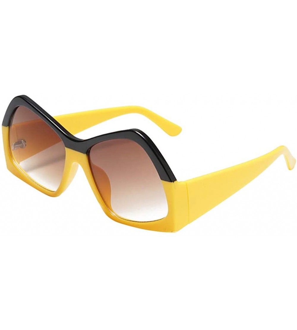 Goggle Retro Vintage Cateye Square Sunglasses for Women Clout Goggles Plastic Big Frame Glasses - Yellow - CD18UD9YRQX $19.48