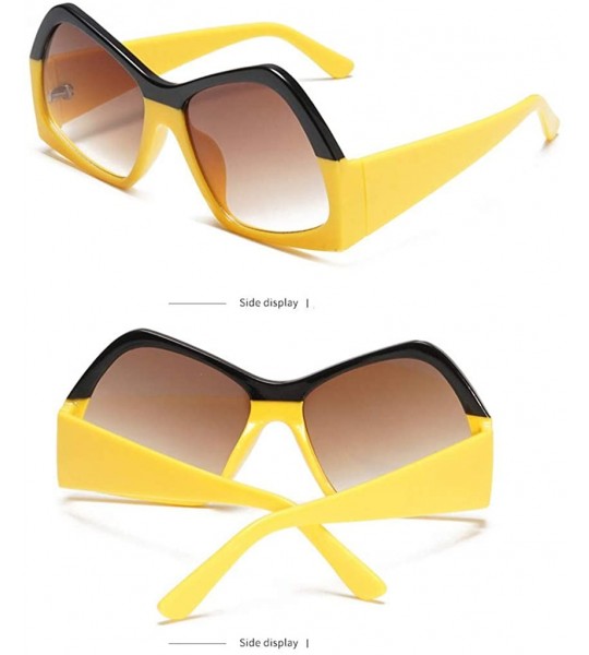 Goggle Retro Vintage Cateye Square Sunglasses for Women Clout Goggles Plastic Big Frame Glasses - Yellow - CD18UD9YRQX $19.48