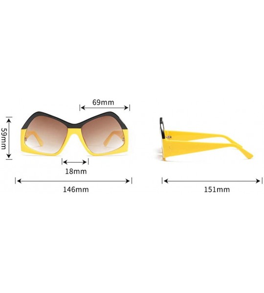 Goggle Retro Vintage Cateye Square Sunglasses for Women Clout Goggles Plastic Big Frame Glasses - Yellow - CD18UD9YRQX $19.48