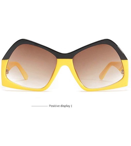 Goggle Retro Vintage Cateye Square Sunglasses for Women Clout Goggles Plastic Big Frame Glasses - Yellow - CD18UD9YRQX $19.48