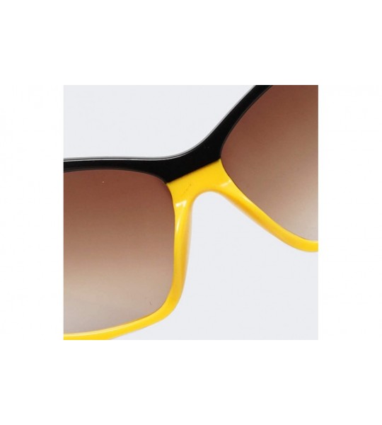 Goggle Retro Vintage Cateye Square Sunglasses for Women Clout Goggles Plastic Big Frame Glasses - Yellow - CD18UD9YRQX $19.48