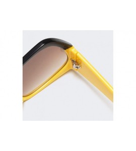 Goggle Retro Vintage Cateye Square Sunglasses for Women Clout Goggles Plastic Big Frame Glasses - Yellow - CD18UD9YRQX $19.48