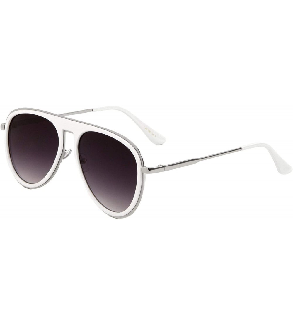 Square Square Bridgeless Modern Rounded Aviator Sunglasses - Smoke White - CW190E77S7O $27.59