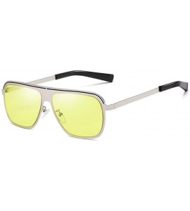 Rectangular Men Sunglasses Fashion Grey Drive Holiday Rectangle Non-Polarized UV400 - Yellow - CE18R0QADEO $18.29