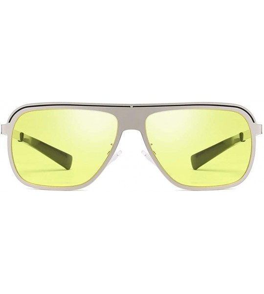 Rectangular Men Sunglasses Fashion Grey Drive Holiday Rectangle Non-Polarized UV400 - Yellow - CE18R0QADEO $18.29