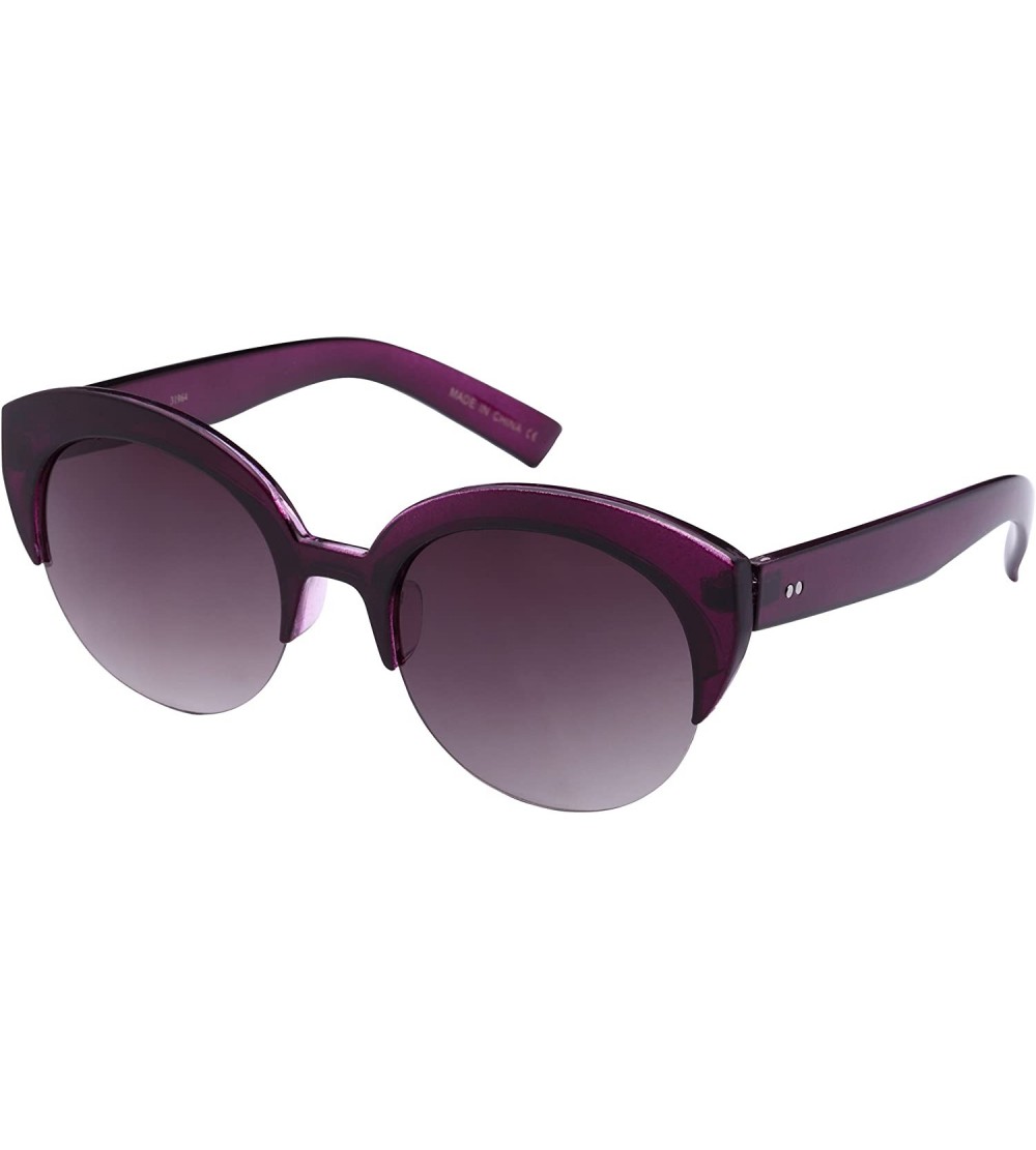 Cat Eye Half Frame Round Circle Cat Eye Sunglasses with Gradient Lens 31964-AP - Clear Purple - C512F0GTAZP $18.83