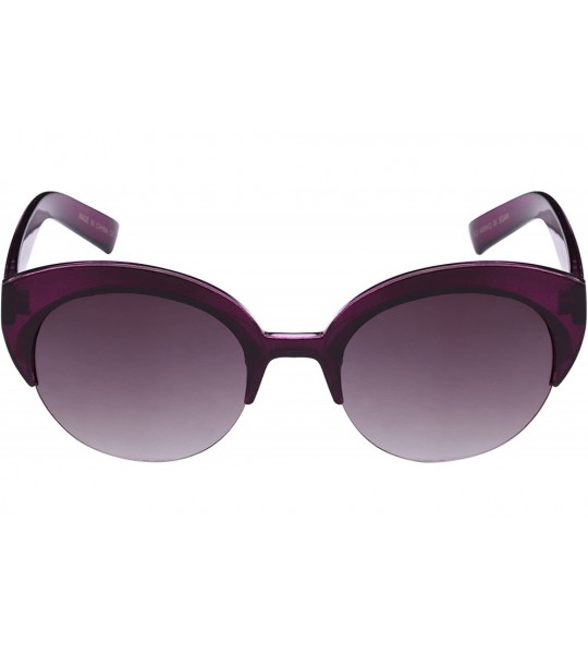 Cat Eye Half Frame Round Circle Cat Eye Sunglasses with Gradient Lens 31964-AP - Clear Purple - C512F0GTAZP $18.83