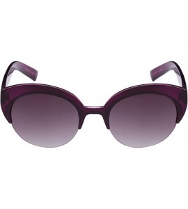 Cat Eye Half Frame Round Circle Cat Eye Sunglasses with Gradient Lens 31964-AP - Clear Purple - C512F0GTAZP $18.83