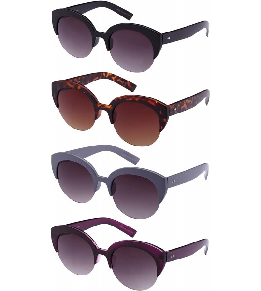 Cat Eye Half Frame Round Circle Cat Eye Sunglasses with Gradient Lens 31964-AP - Clear Purple - C512F0GTAZP $18.83