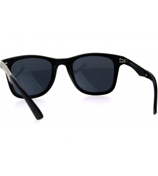 Square Unisex Fashion Sunglasses Classic Square Frame Metal Temple UV 400 - Black Silver (Black) - CW1878MR94W $20.16