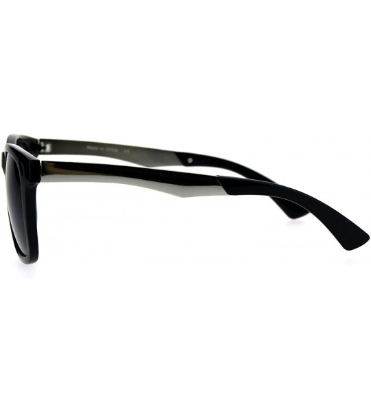 Square Unisex Fashion Sunglasses Classic Square Frame Metal Temple UV 400 - Black Silver (Black) - CW1878MR94W $20.16