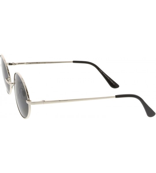 Oval Classic Lightweight Slim Arms Neutral Colored Flat Lens Oval Sunglasses 50mm - Silver / Smoke - CH17YR02IEC $20.00