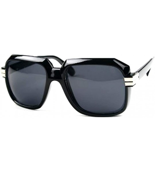 Square Trendy Fashion Thick Frame Square Sunglasses P3041 - Black-smoke Lens - CO11BR362YJ $19.32