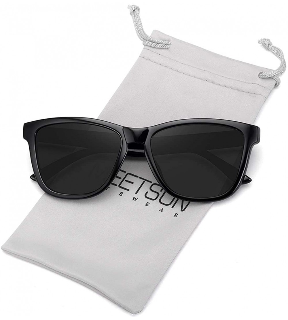 Square Polarized Sunglasses for Women Men Classic Retro Designer Style - Black - CO192R4GSOK $18.28