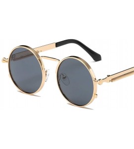 Rectangular Vintage Men Sunglasses Women Round Metal Frame Colorful Lens Sun Glasses - Silver Blue - CU194OSCNAK $33.43