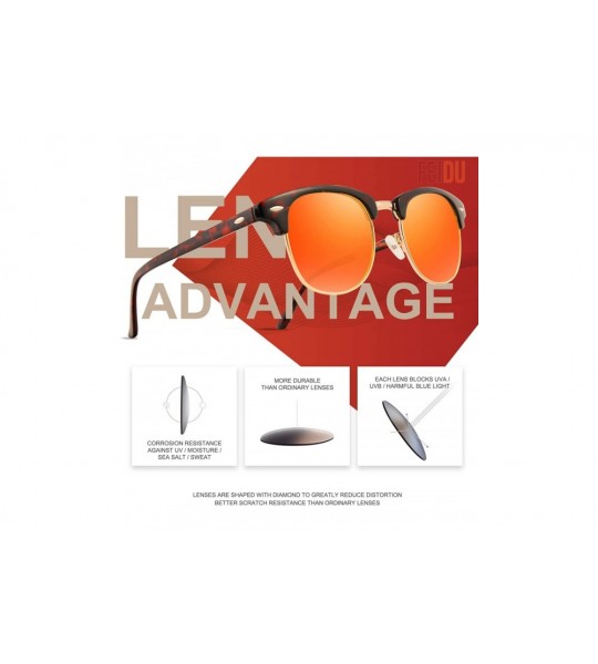 Aviator Retro Polarized Mens Sunglasses for Men Half Metal Women FD3030 - Orange-leopard - CJ18NO0MW0I $22.03