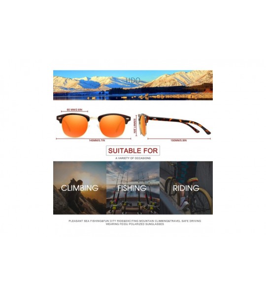 Aviator Retro Polarized Mens Sunglasses for Men Half Metal Women FD3030 - Orange-leopard - CJ18NO0MW0I $22.03