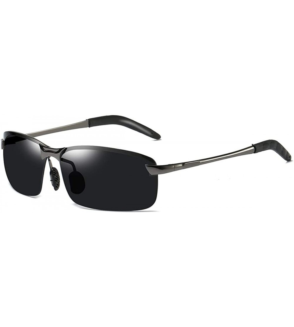 Rimless Polarized Sport Sunglasses for Men Ideal for Driving Fishing Cycling and Running UV Protection - H - CB198NNY64M $32.18