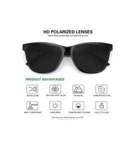 Square Polarized Sunglasses for Women Men Classic Retro Designer Style - Black - CO192R4GSOK $18.28