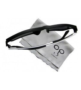 Square Men Eyeglass frame polarized clip on sunshade magnetic glasses 54-17 - Black/White+print Lens - CX190LDI07T $49.36