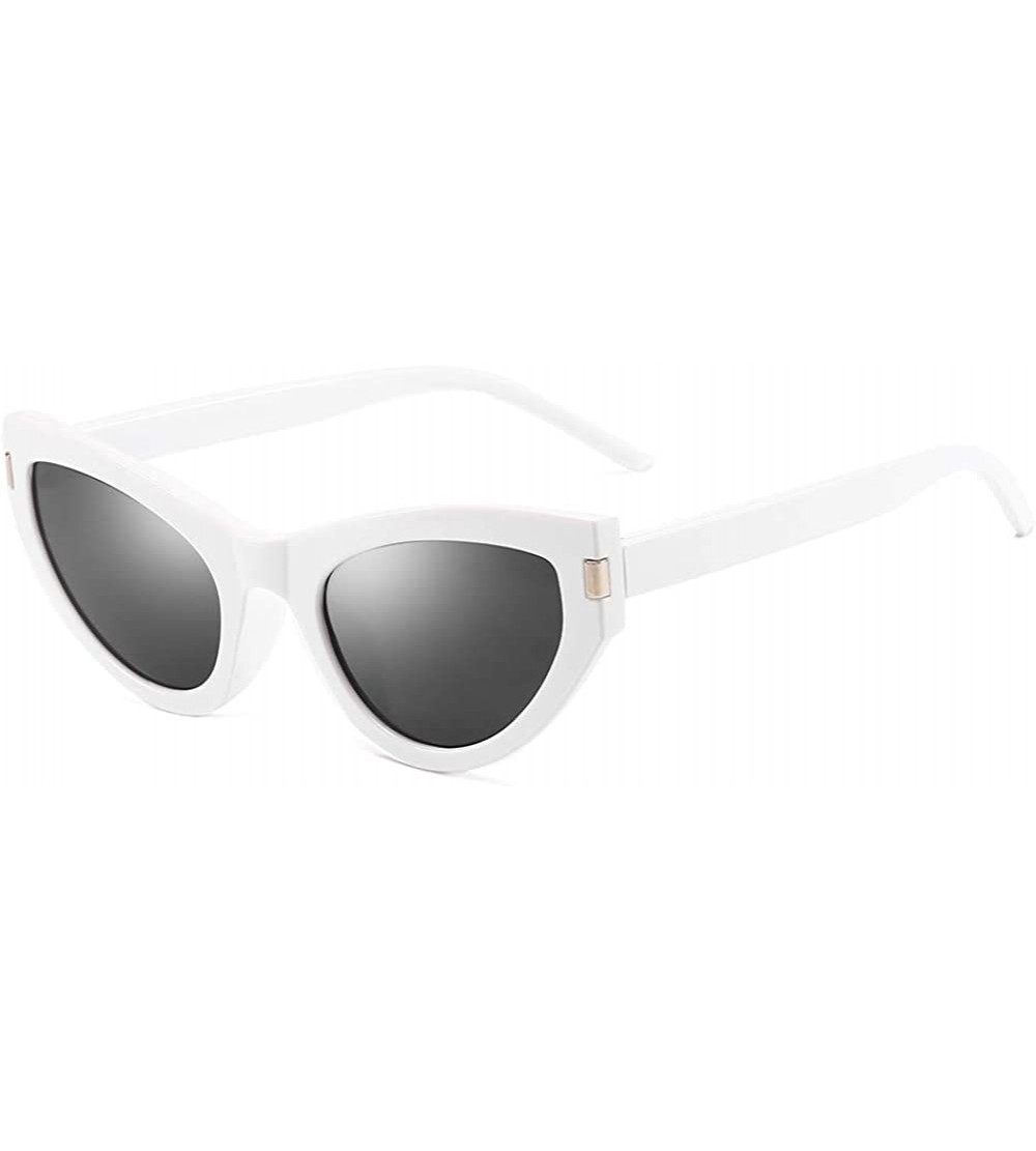 Oval Women Sunglasses Retro Black Grey Drive Holiday Oval Non-Polarized UV400 - White Grey - CI18R5SRMHT $16.99
