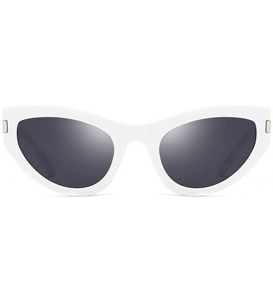 Oval Women Sunglasses Retro Black Grey Drive Holiday Oval Non-Polarized UV400 - White Grey - CI18R5SRMHT $16.99