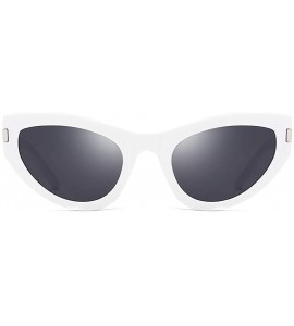 Oval Women Sunglasses Retro Black Grey Drive Holiday Oval Non-Polarized UV400 - White Grey - CI18R5SRMHT $16.99