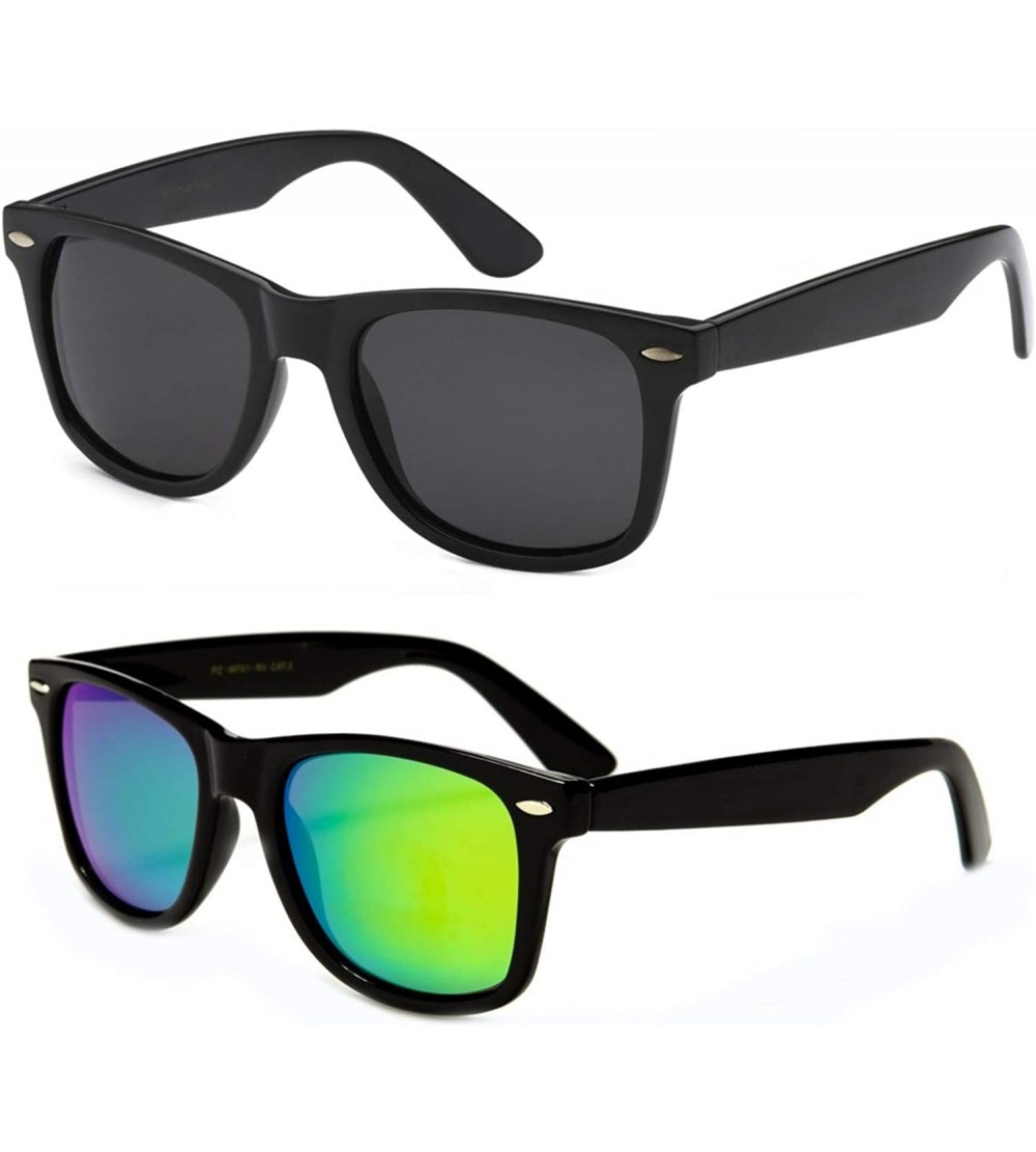 Square 2 Pack Classic California Style Adult POLARIZED Sunglasses Ages 15 - Mature - 2 Pack Black / Green - CX18RC00UM4 $23.45