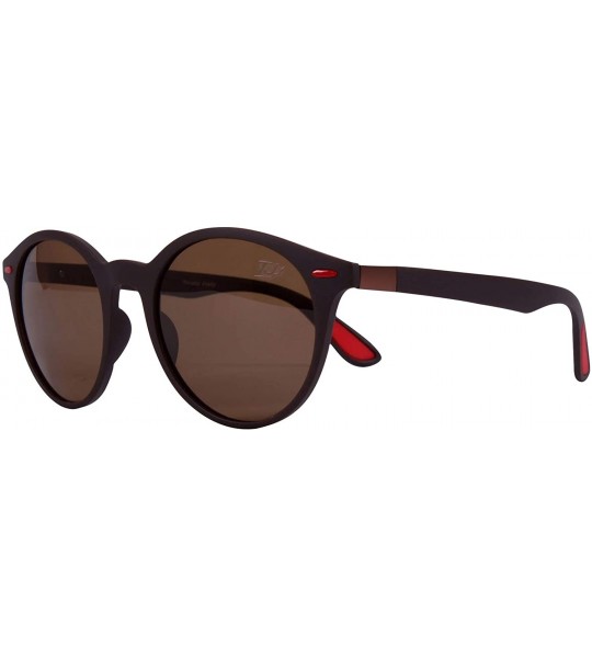 Oval p505 Trendy Oval Polarized- for Womens-Mens 100% UV PROTECTION - Brown-brown - CK192T0WXNN $43.96