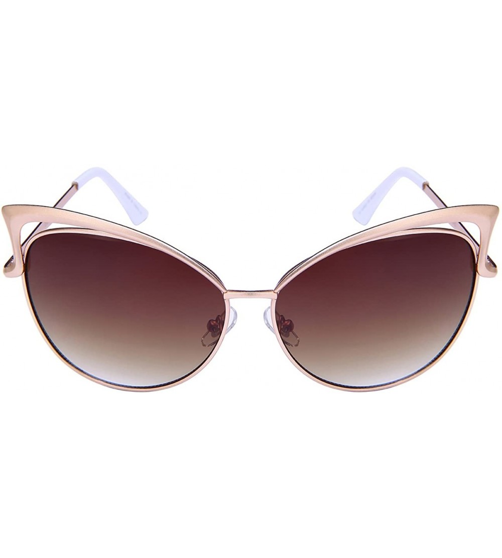Cat Eye Fashion Oversized Metal Cat Eye Sunglasses Color Mirror & Gradient Lens for Women - C512NDZUPZS $19.86