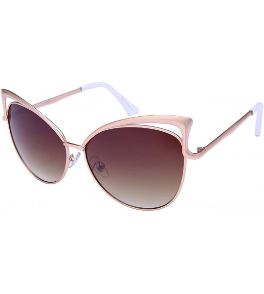 Cat Eye Fashion Oversized Metal Cat Eye Sunglasses Color Mirror & Gradient Lens for Women - C512NDZUPZS $19.86