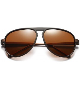 Aviator Men Sunglasses Polarized Flat Top Fashion Sun Glasses Male Driving Accessories - Brown - CW18KQ6G35M $21.88